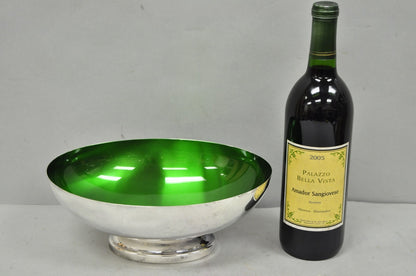 Vintage Wallace 9100 Modern Green Enamel Silver Plated Oval Serving Fruit Bowl