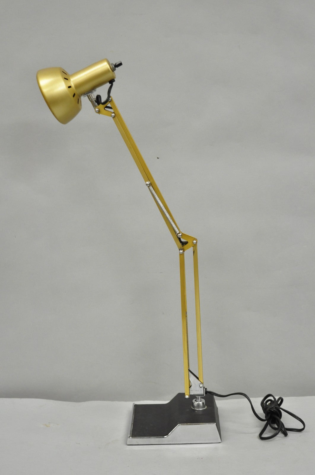Vintage Mid Century Modern Small Brass Architects Drafting Desk Lamp by Electrix