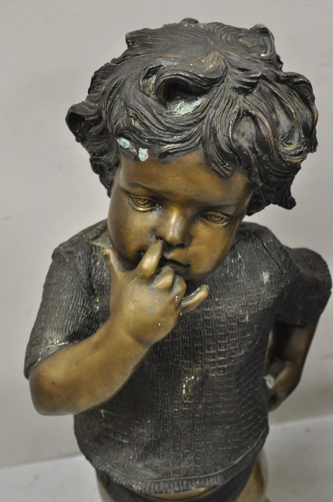 Victorian Style Cast Bronze 29" Little Boy and Girl Statue Figure - a Pair