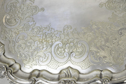 Antique Gorham English Victorian Silver Plated Scalloped Serving Platter Tray