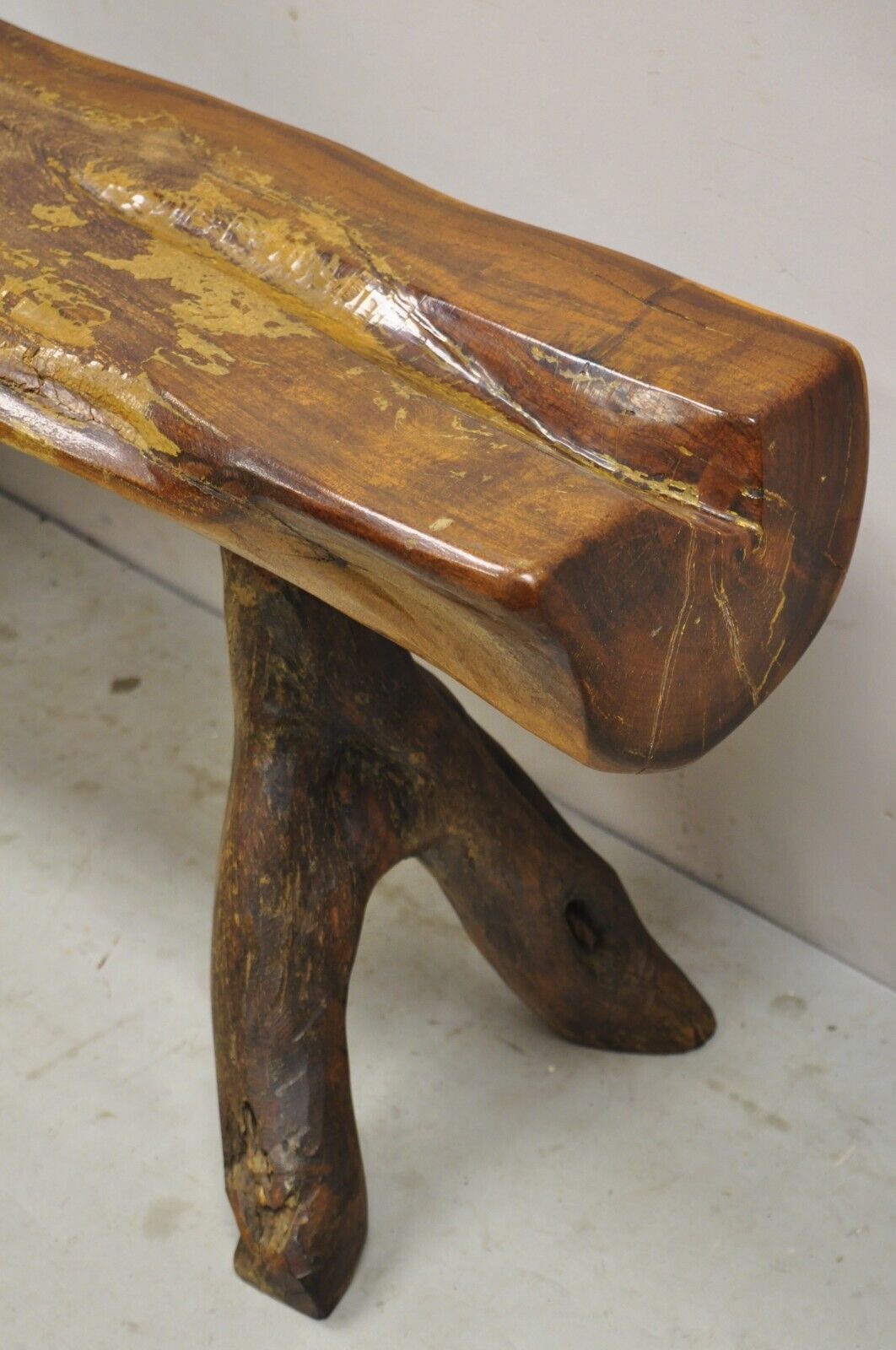 Organic Driftwood Mid Century Modern Sculptural Bench Coffee Table