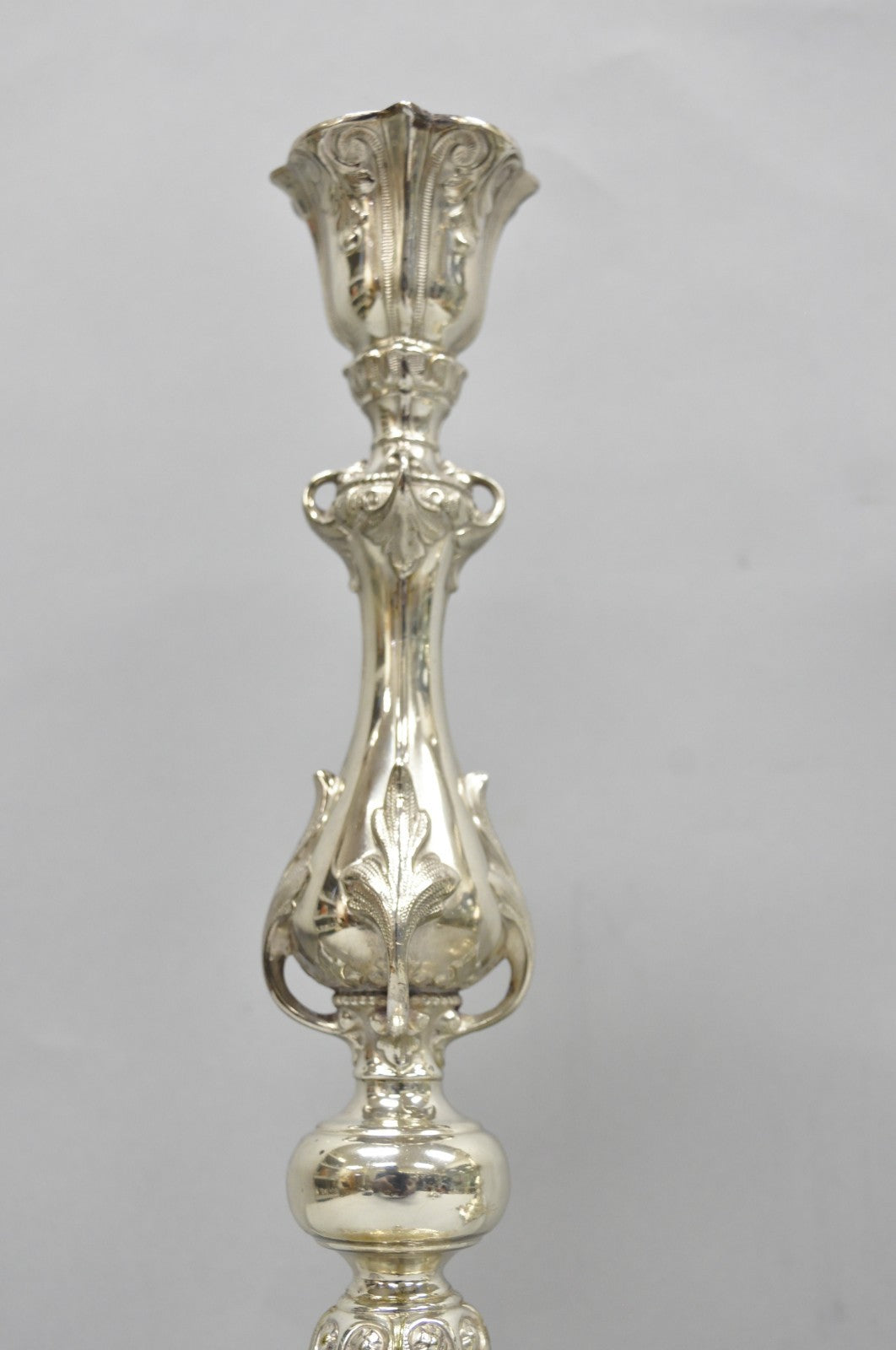 Antique Silver Plated WMF Warsaw Imperial Russia 12" Candlestick Holders - Pair