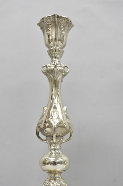 Antique Silver Plated WMF Warsaw Imperial Russia 12" Candlestick Holders - Pair