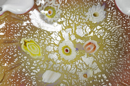Vintage Murano Italian Art Glass Millefiore Clam Shell Candy Dish Bowl (B)