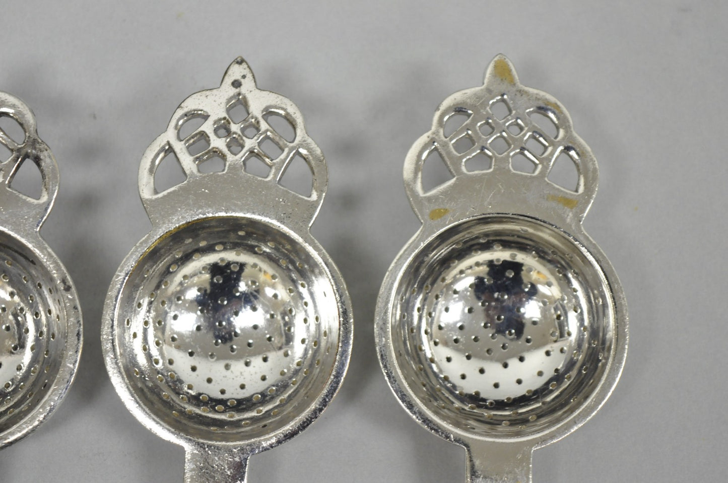 Antique D.W. Haber & Son NY Silver Plated Victorian Tea Strainer - Set of 6