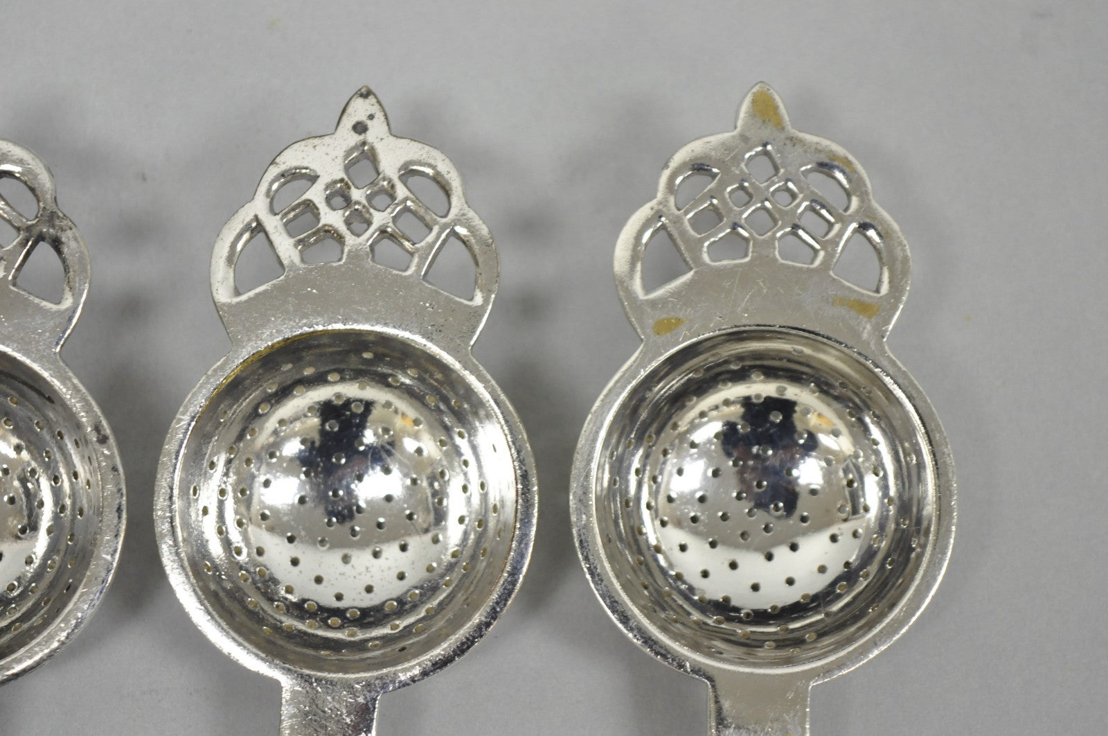 Antique D.W. Haber & Son NY Silver Plated Victorian Tea Strainer - Set of 6