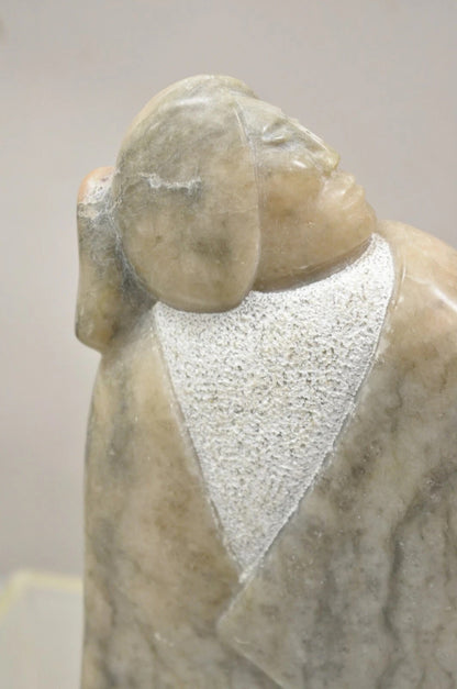 Ned Archuleta Native American Figural Woman Carved Alabaster Figure Sculpture