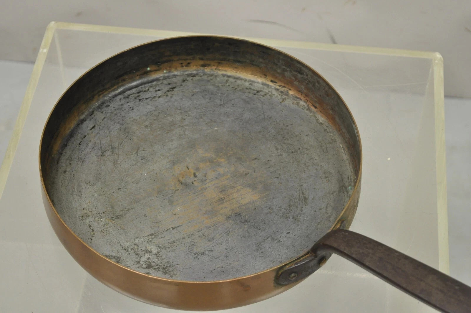 Antique French Country 11" Round Hand Forged Copper Sauce Pan Pot with Handle