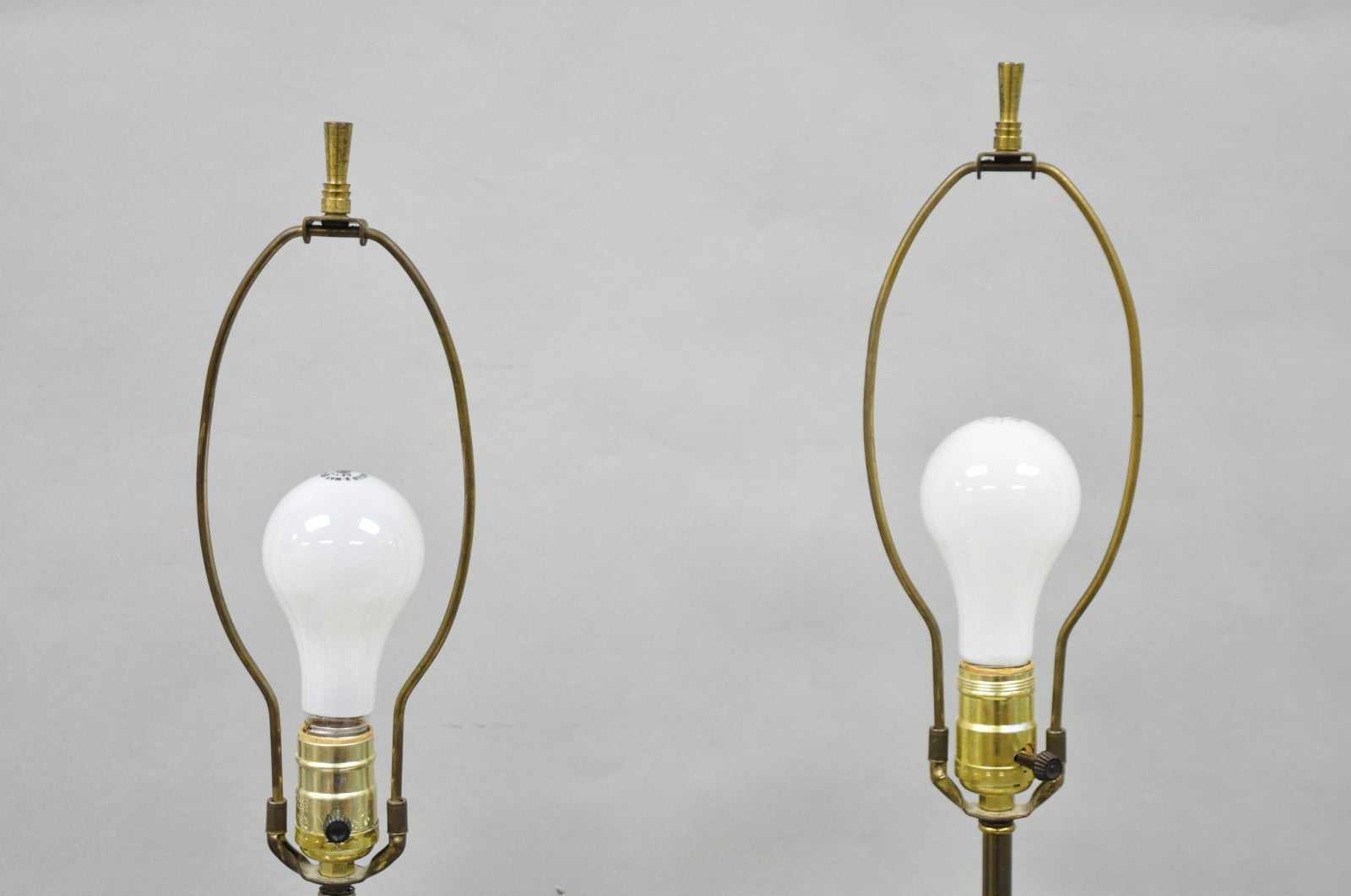 Vintage Mid Century Modern Ribbed Smoked Glass Orb Pineapple Table Lamps - Pair