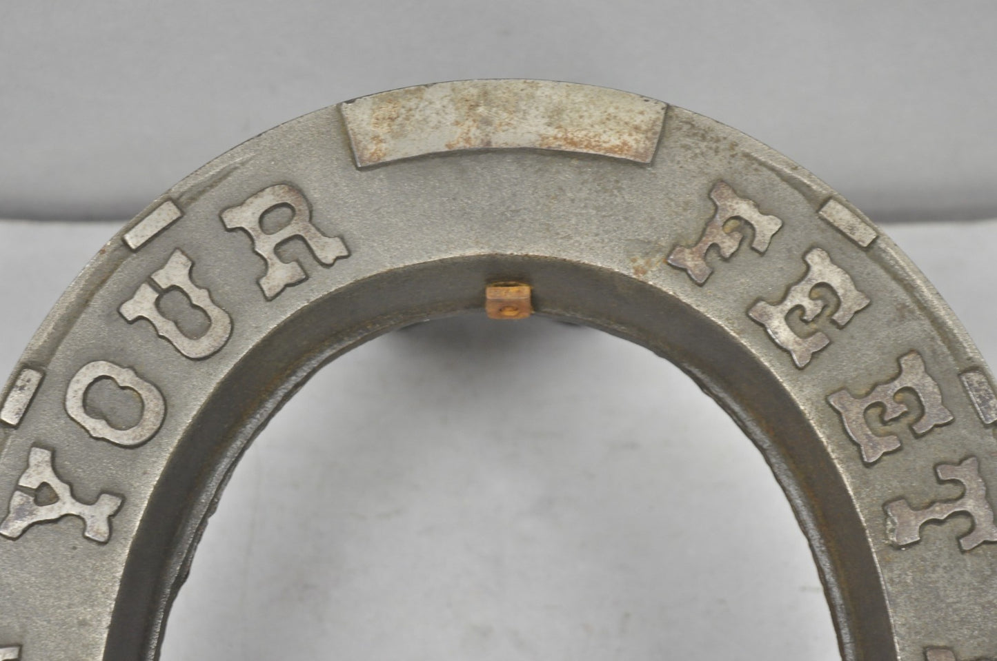 Antique Victorian Metal "Rest Your Feet Here" Cowboy Horseshoe Footstool Stool