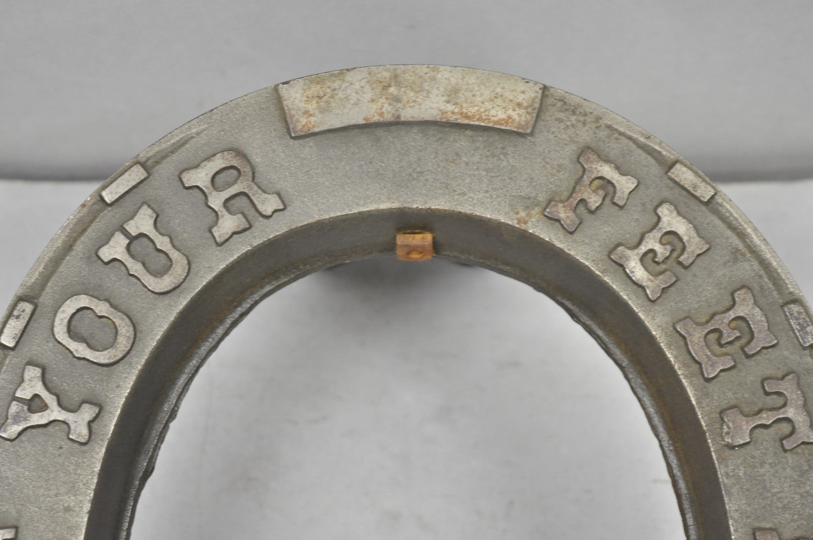 Antique Victorian Metal "Rest Your Feet Here" Cowboy Horseshoe Footstool Stool