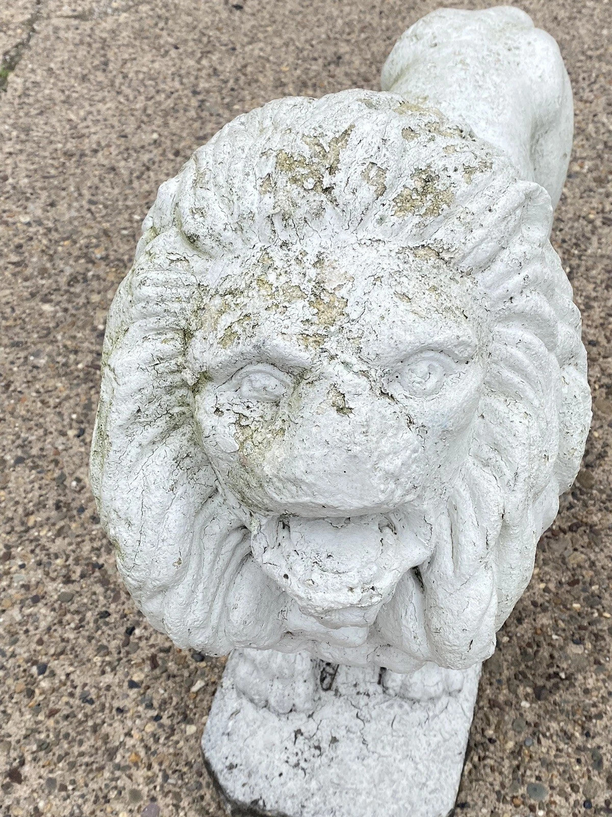 Vintage Classical Style Standing Lion Cement Guardian Entry Garden Statue - Pair