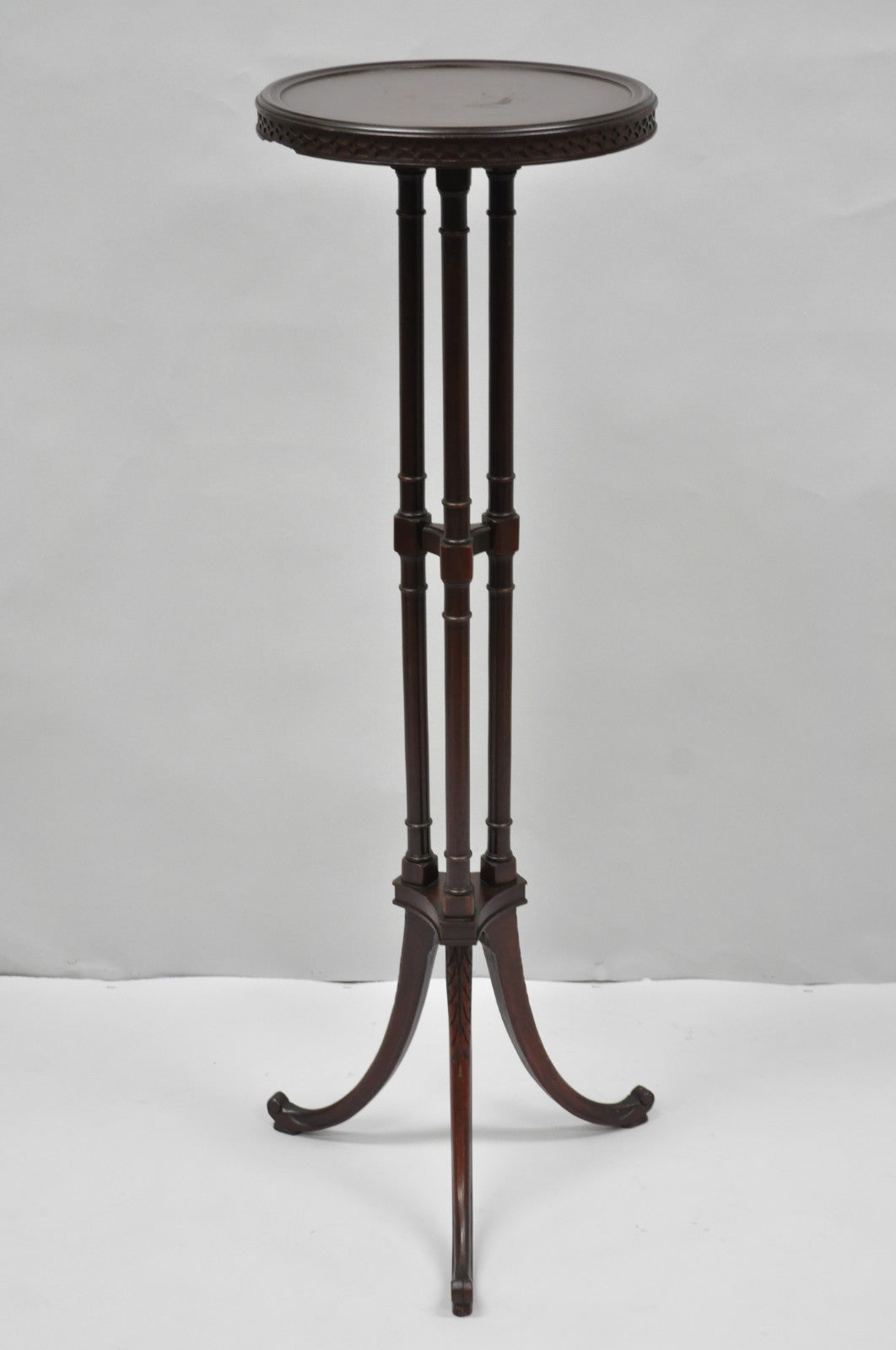 Vintage Mersman Regency Style Mahogany 46" Tall Pedestal Plant Stand Table