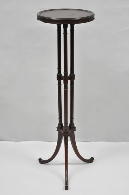 Vintage Mersman Regency Style Mahogany 46" Tall Pedestal Plant Stand Table