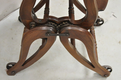 Antique Victorian Walnut Wood Convertible Combination Baby High Chair Stroller
