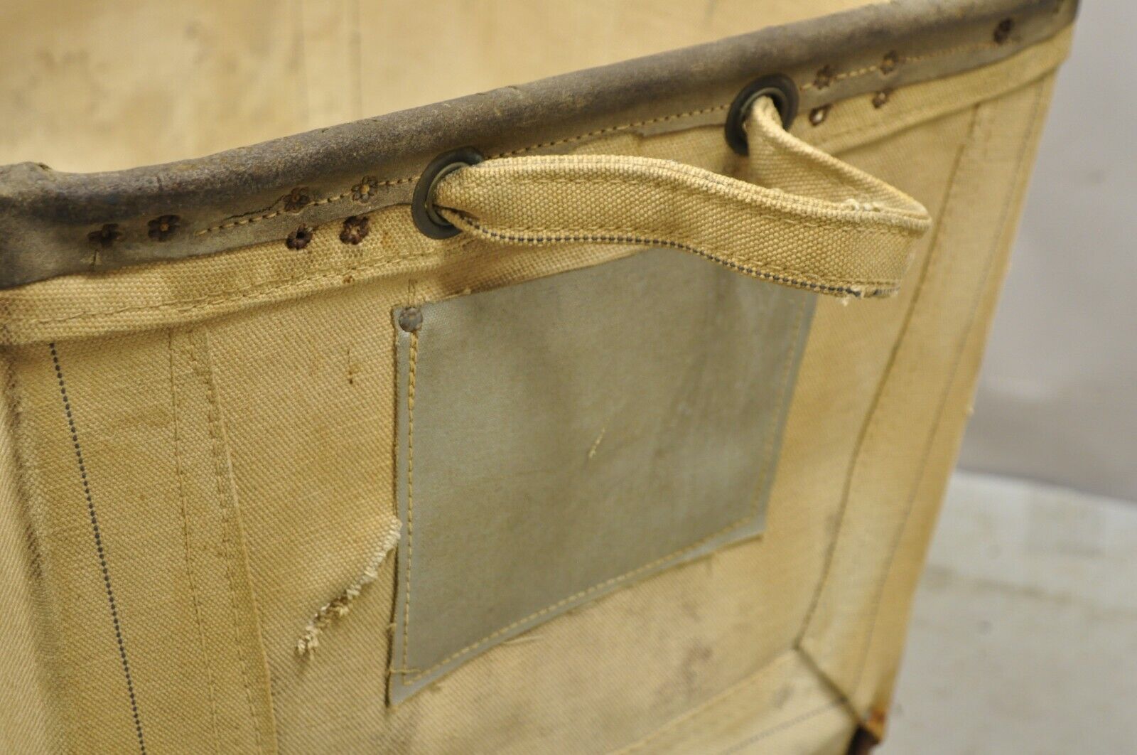 Vintage Industrial Canvas Rolling Storage Laundry Bin by Steel on Wheels