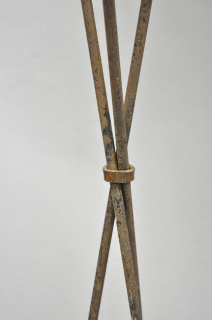 Antique Italian Neoclassical Wrought Iron Arrow Pedestal Tazza Plant Stand