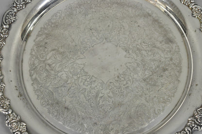 Vintage Oneida Victorian Silver Plated Twin Handle Round Bar Serving Tray