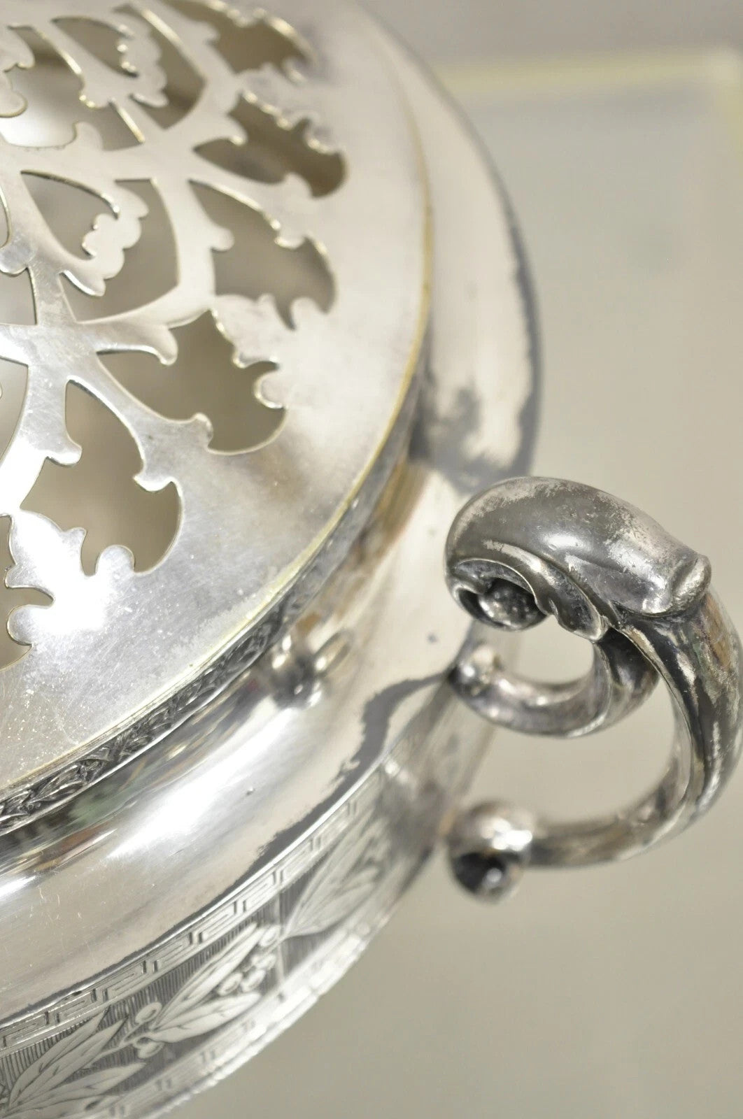 Antique Wallace Bros & Co. Victorian Silver Plated Reticulated Lid Butter Dish
