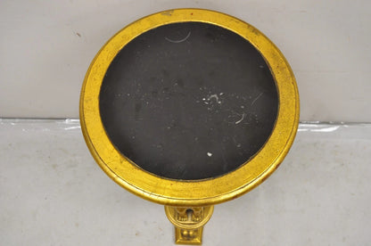 Egyptian Revival Gold Giltwood Marble Top Sphinx Pedestal Side Table Plant Stand