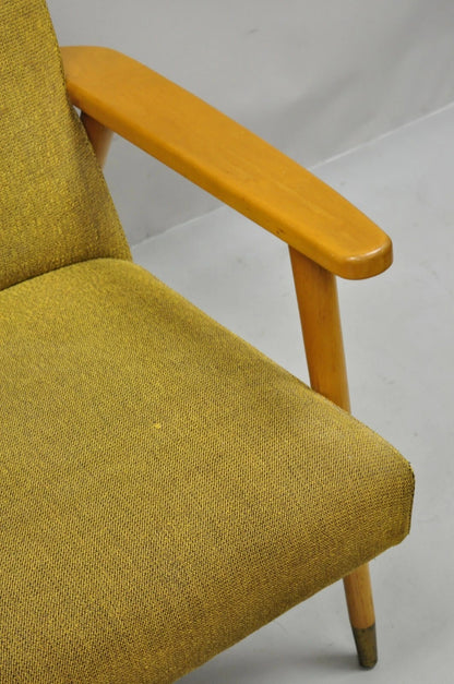 Vintage Mid Century Modern Blonde Wood Paul McCobb Style Paddle Arm Lounge Chair