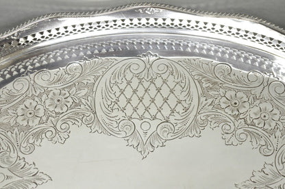 Vintage Israel Freeman and Son English Edwardian Oval Silver Plated Platter Tray