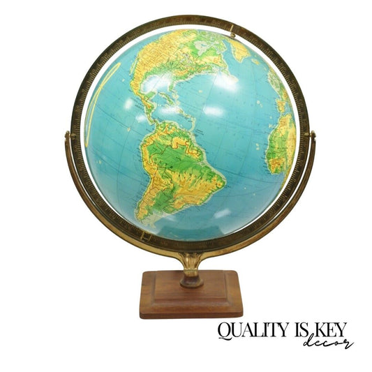 Vintage Cram's 16" Physical Political Terrestrial Illuminated Lighted Globe