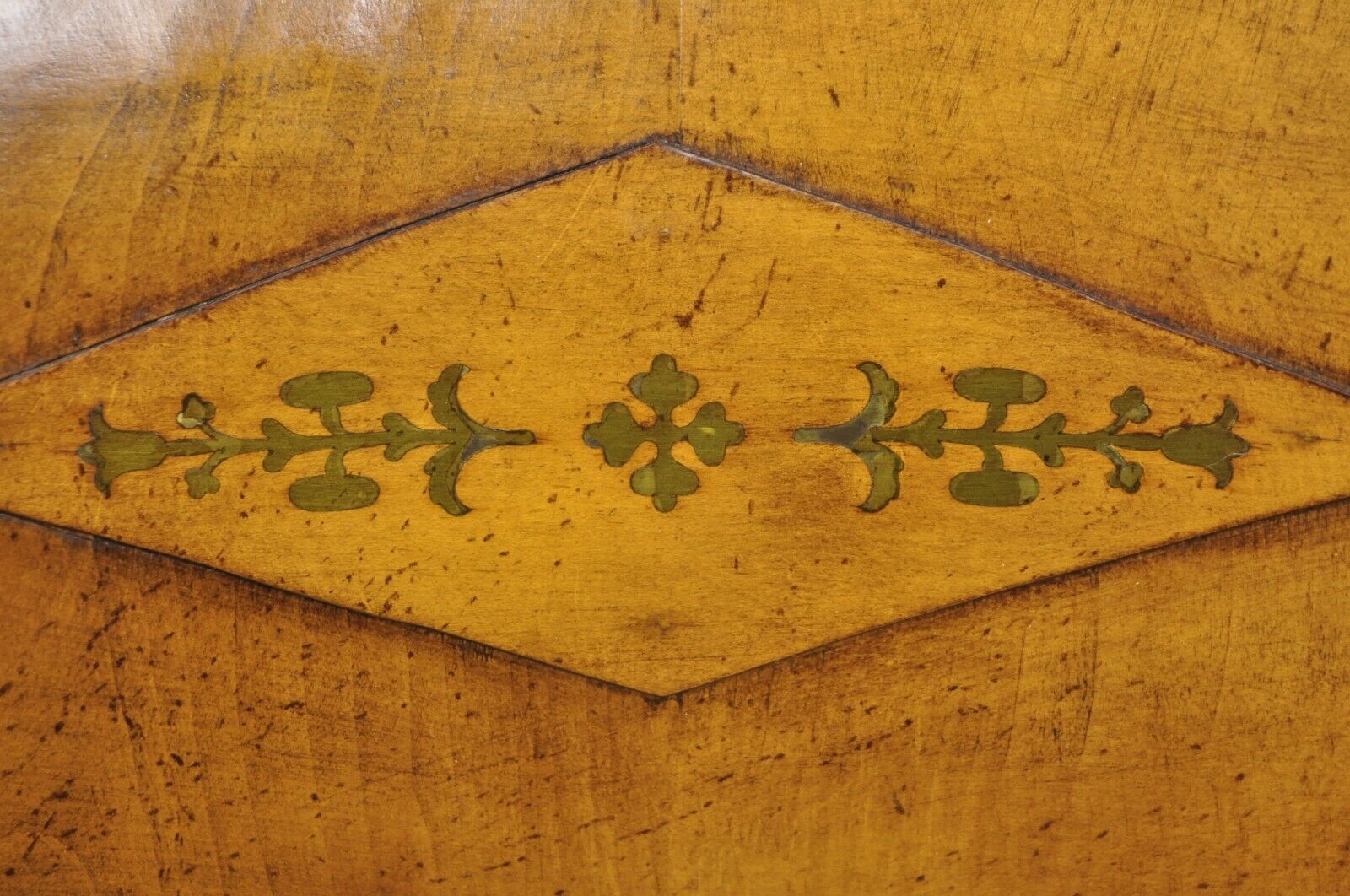 Italian Regency Style Burlwood Brass Inlay Tall Back Dining Chairs - Set of 4