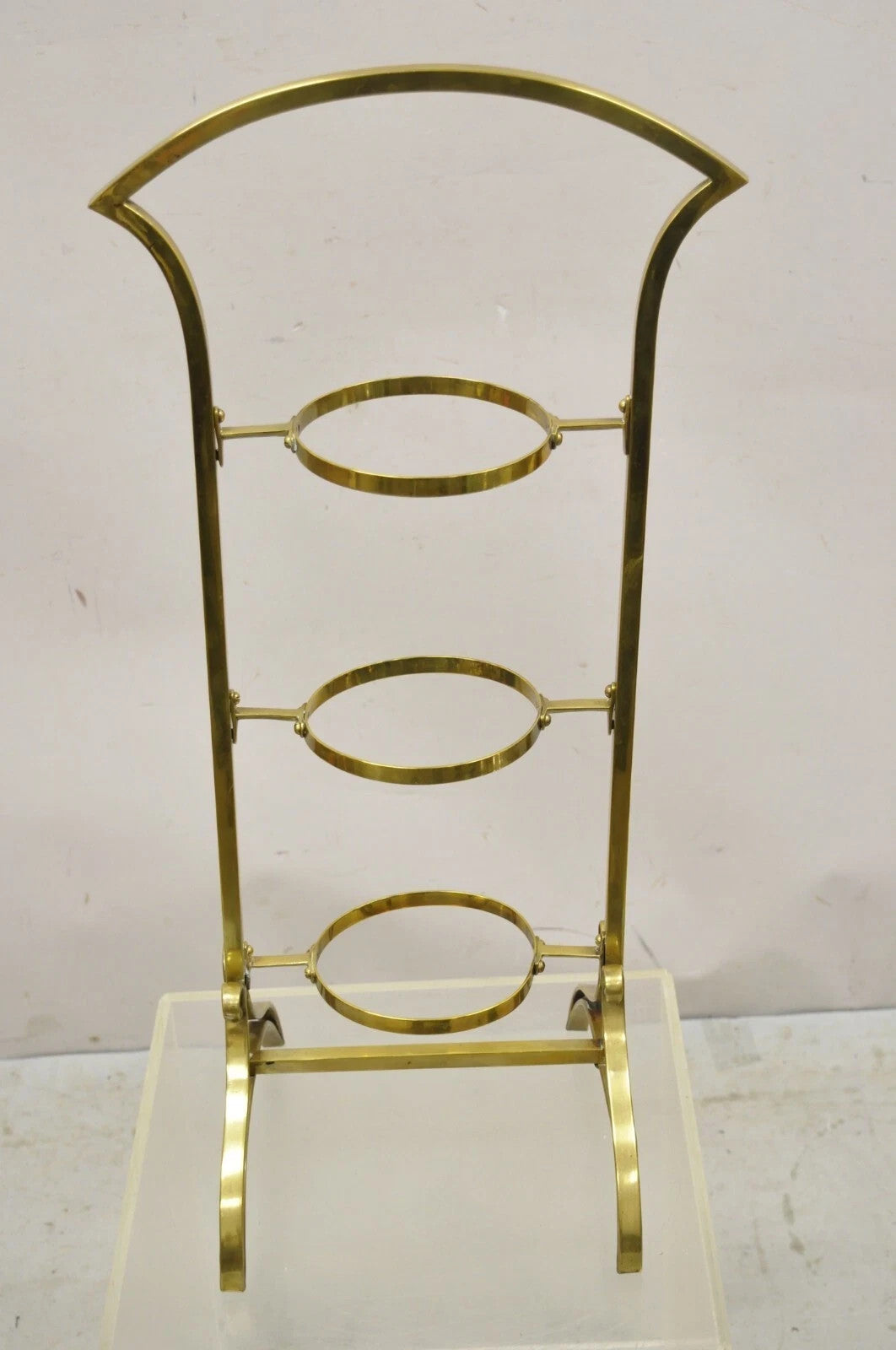 Vintage Italian Mid Century Modern Brass 3 Tier Muffin Pastry Cake Stand