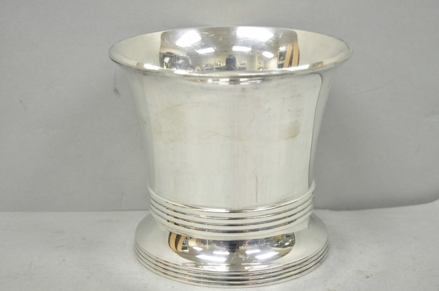 Antique English Regency Soldered Silver Plated Fluted Champagne Chiller Bucket