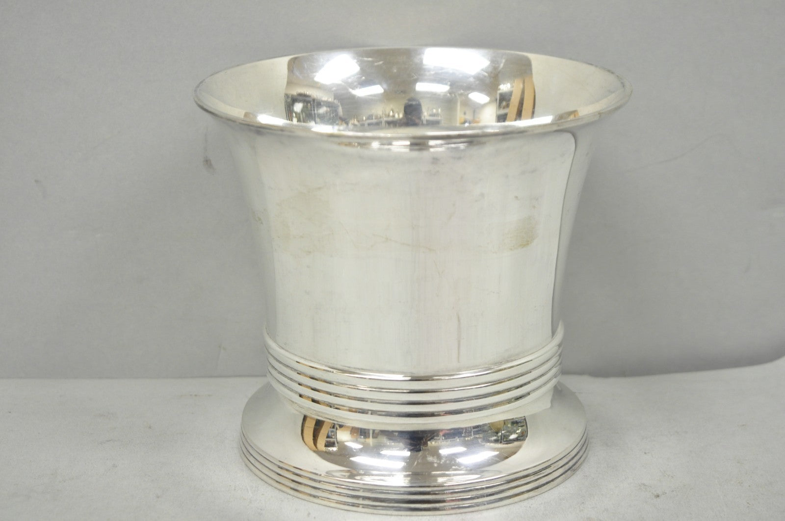 Antique English Regency Soldered Silver Plated Fluted Champagne Chiller Bucket