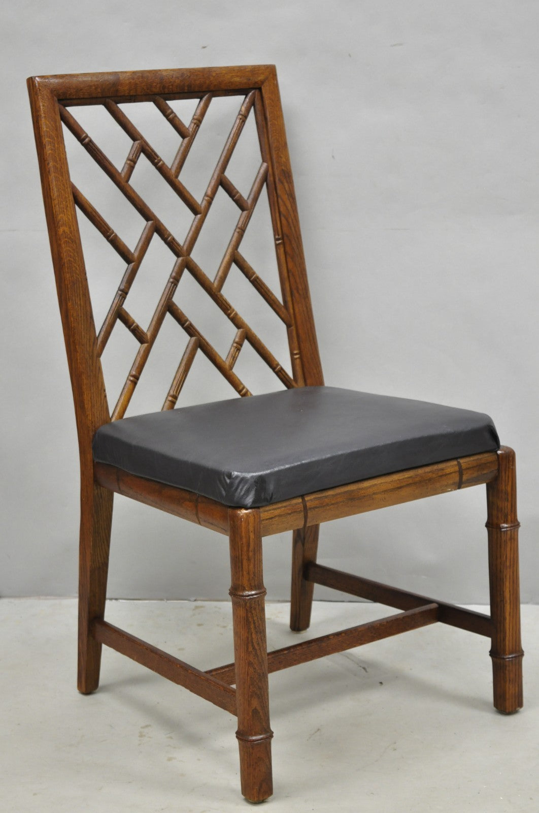 Vintage Hollywood Regency Faux Bamboo Lattice Dining Chair by Century - Set of 4