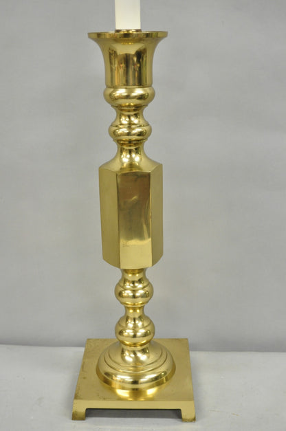 Vintage Hollywood Regency Gold Brass Tall Candlestick Table Lamp Made In Japan