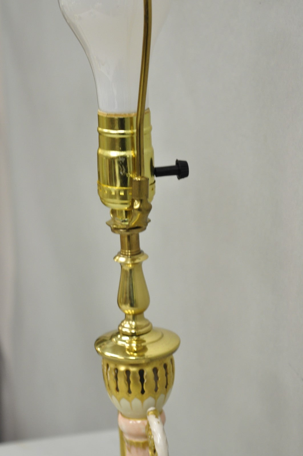 Antique Victorian Austrian Porcelain Pink Gold Gilt Small Boudoir Table Lamp