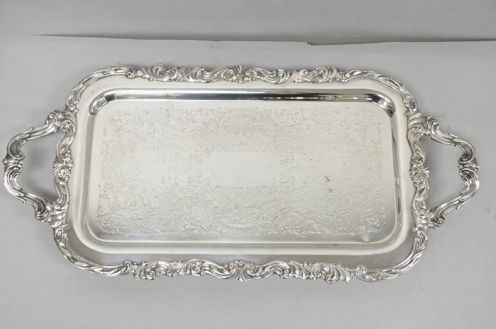 Vintage FB Rogers Victorian Silver Plated Narrow Serving Platter Bar Tray