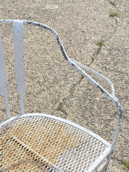 Vintage Mid Century Modern Wrought Iron Sculptural Garden Patio Loveseat Sofa