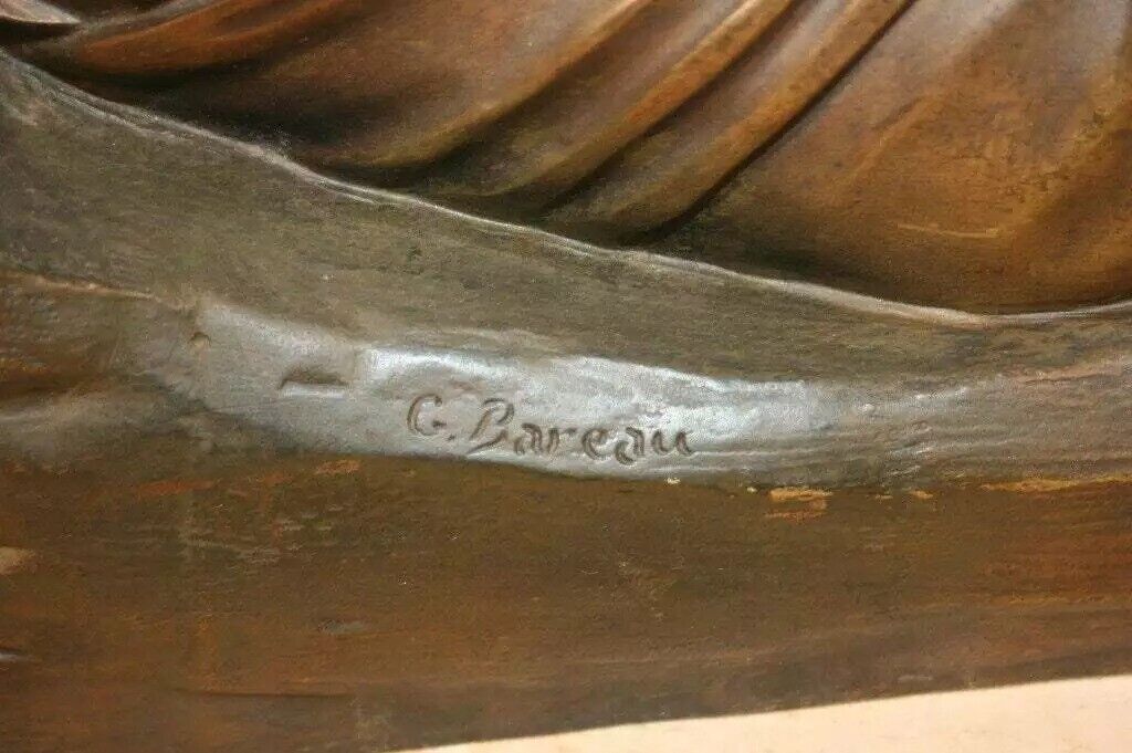 19th C. Georges Bareau French Bronze Marble Sleeping Ariadne Statue Sculpture
