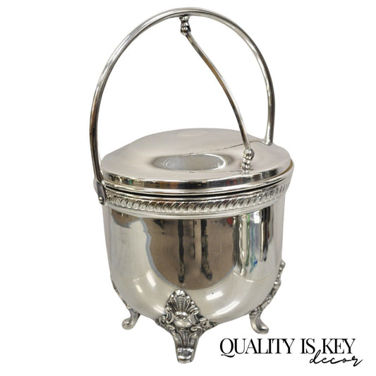 Vintage Victorian Style Reticulated Handle Silver Plated Ice Bucket by Bristol