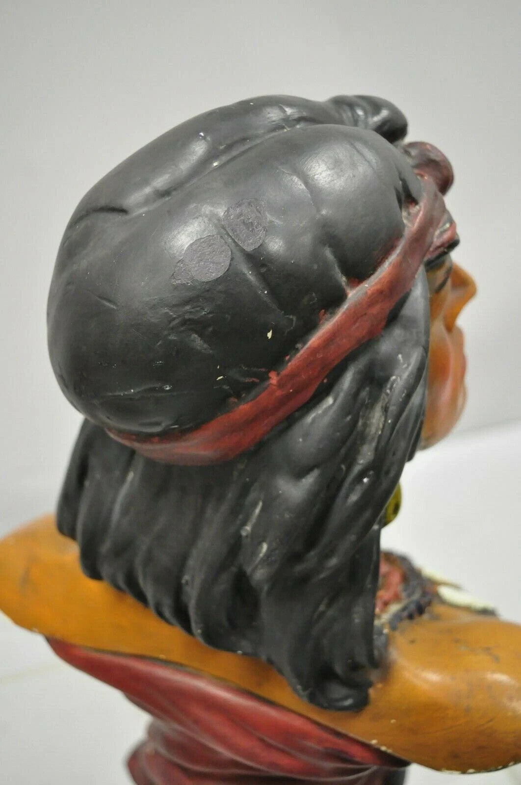Vintage Hiawatha Native American Chalkware Cigar Store 20" Sculpture Bust Figure