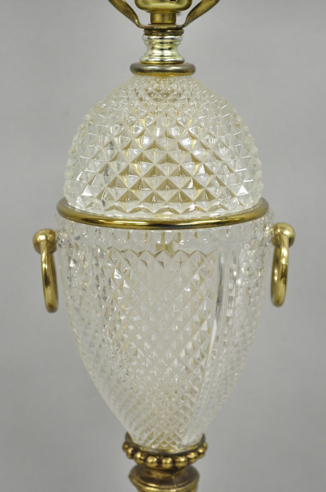 Vintage French Empire Neoclassical Style Crystal Glass Pineapple Table Lamp