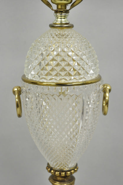 Vintage French Empire Neoclassical Style Crystal Glass Pineapple Table Lamp