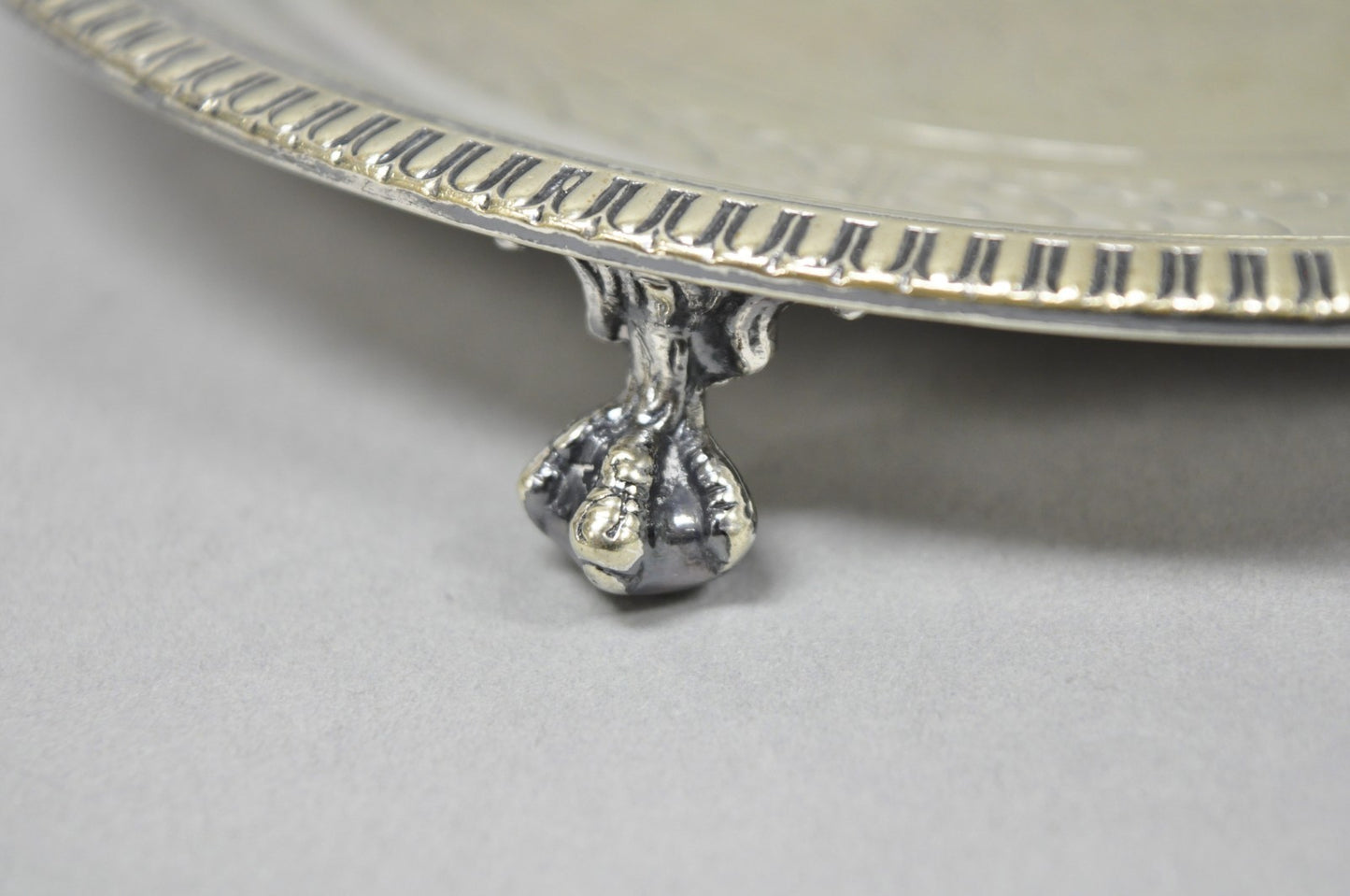 Antique Roberts & Belk Greek Classical Silver Plated 8" Footed Salver Tray Dish