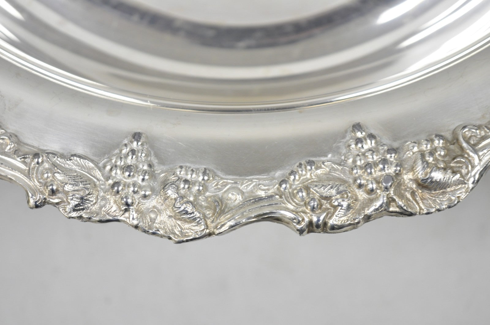 Vintage Victorian Style Grapevine Large Silver Plated Pedestal Punch Bowl