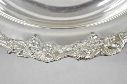 Vintage Victorian Style Grapevine Large Silver Plated Pedestal Punch Bowl