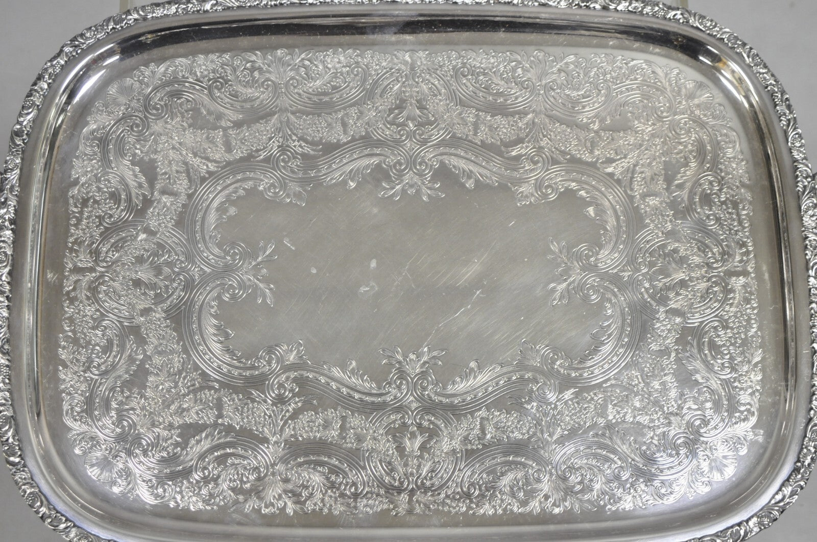 Vintage Victorian International Silver Co Silver Plated Bar Serving Platter Tray