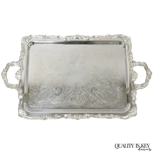 Vintage Sheridan Victorian Silver Plated Footed Butlers Serving Platter Bar Tray