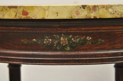 Antique French Louis XVI Style Victorian Oval Marble Top Accent End Side Table