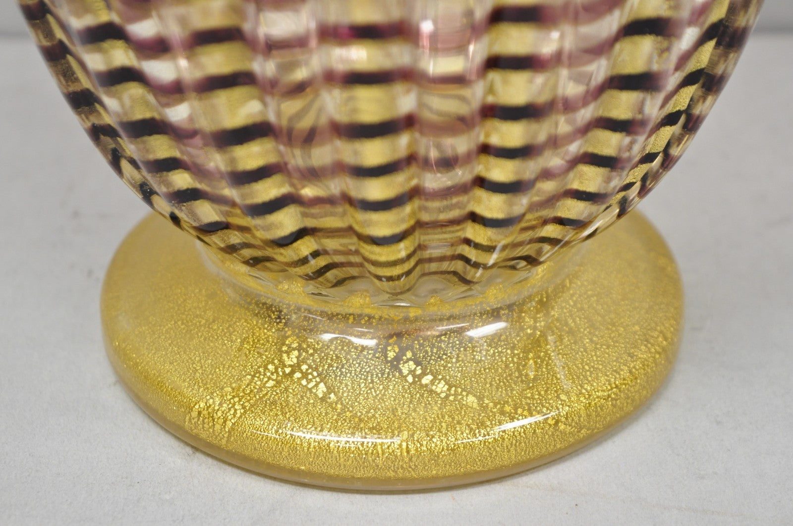 Ercole Barovier Zebrato Murano Art Glass Vase Zebrati for Ferro Toso Barovier