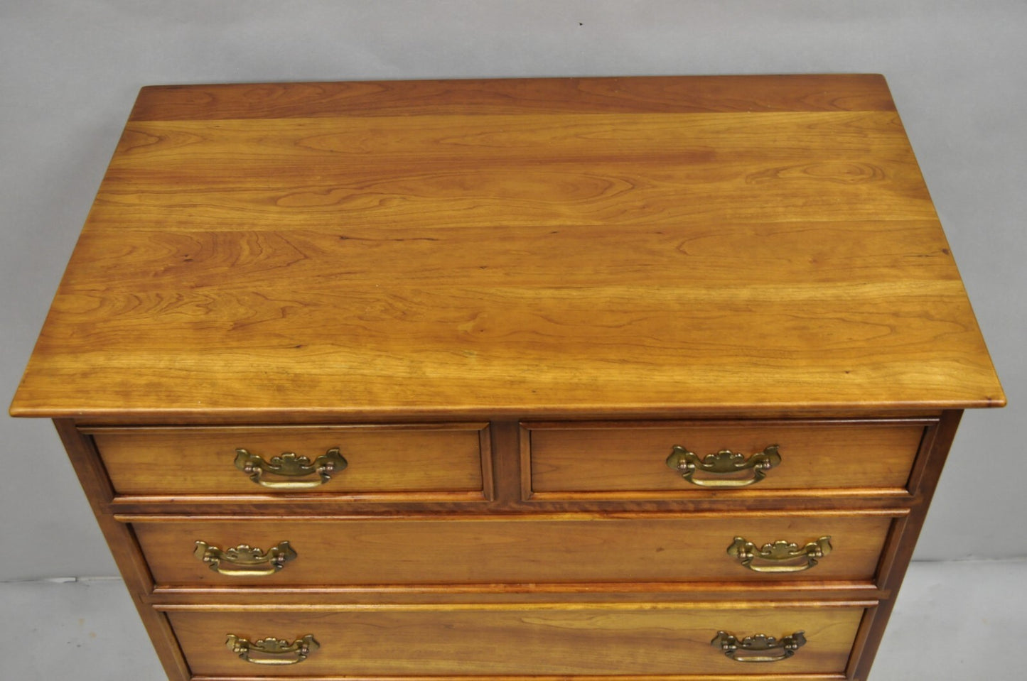Vintage L&JG Stickley Cherry Wood Chippendale Style 6 Drawer Tall Chest Dresser
