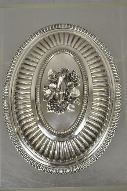 Neoclassical Elkington & Co Covered Serving Dish with Branch Grapevine Handle